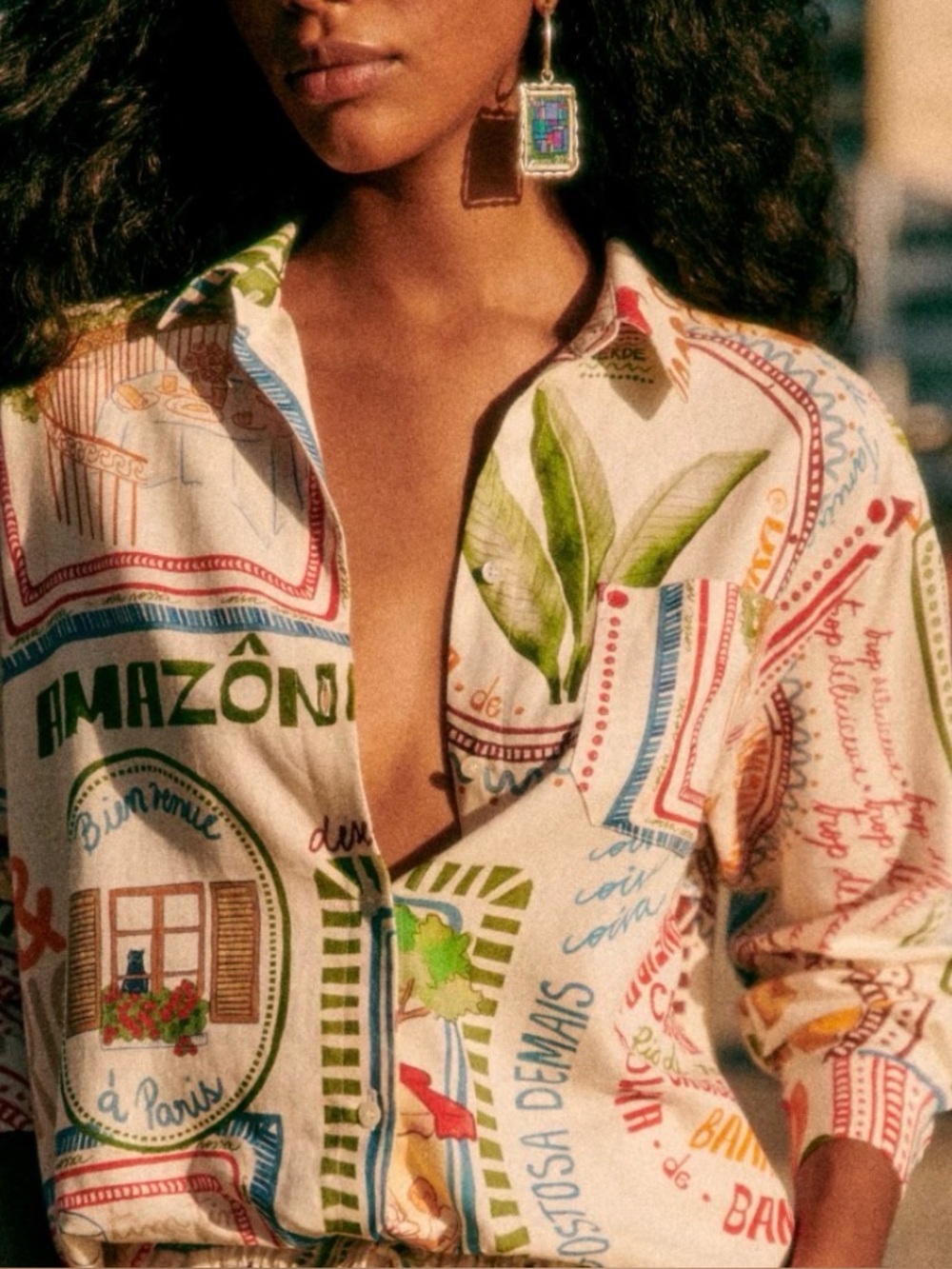 Rare NWOT 🇫🇷 Sézane x Farm Rio Printed Paris Shirt & Pant set